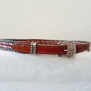 Rare Vintage VOGT Sterling & Ruby Horse Hair Western Belt